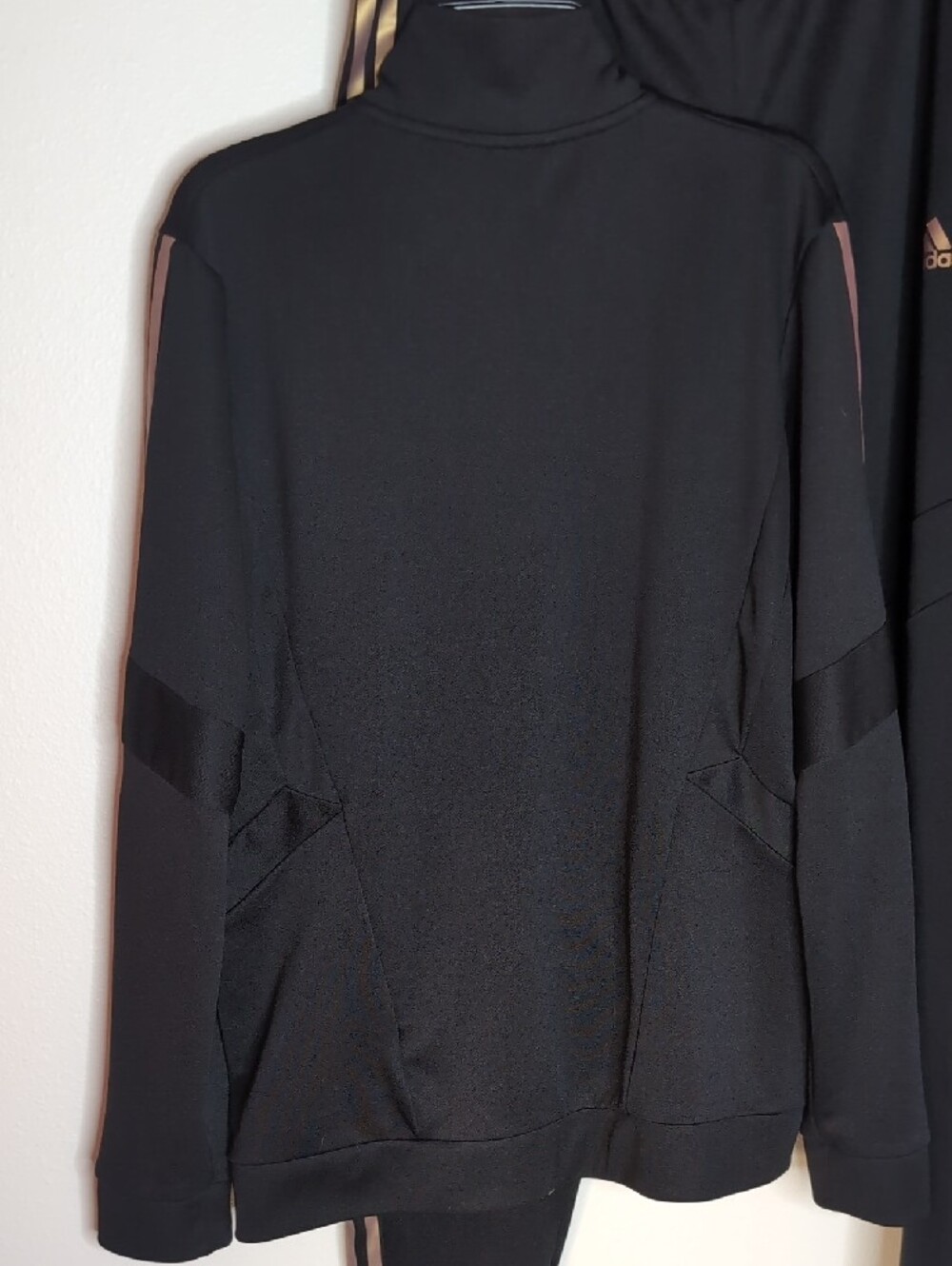 adidas Black Track Jacket and Pants with Metallic Gold Stripes - Picture 6 of 12
